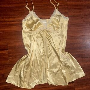 Y2K  Yellow Satin Lingerie Top